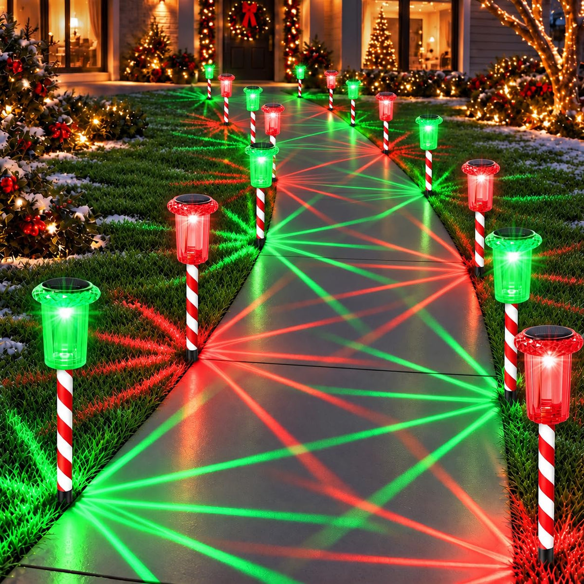 Solar Christmas Pathway Lights (Red Green)
