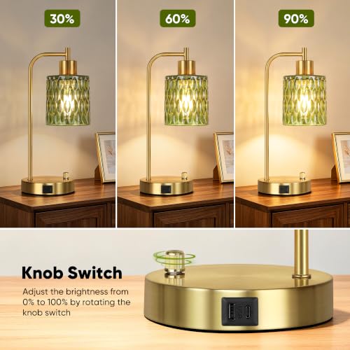 Table Lamps Set of 2 (Gold&Green-3)