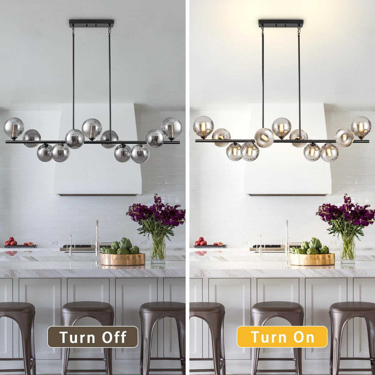 Linear Chandeliers for Dining Room Sputnik Modern Linear Globe Chandelier (Gray / 11 Light)