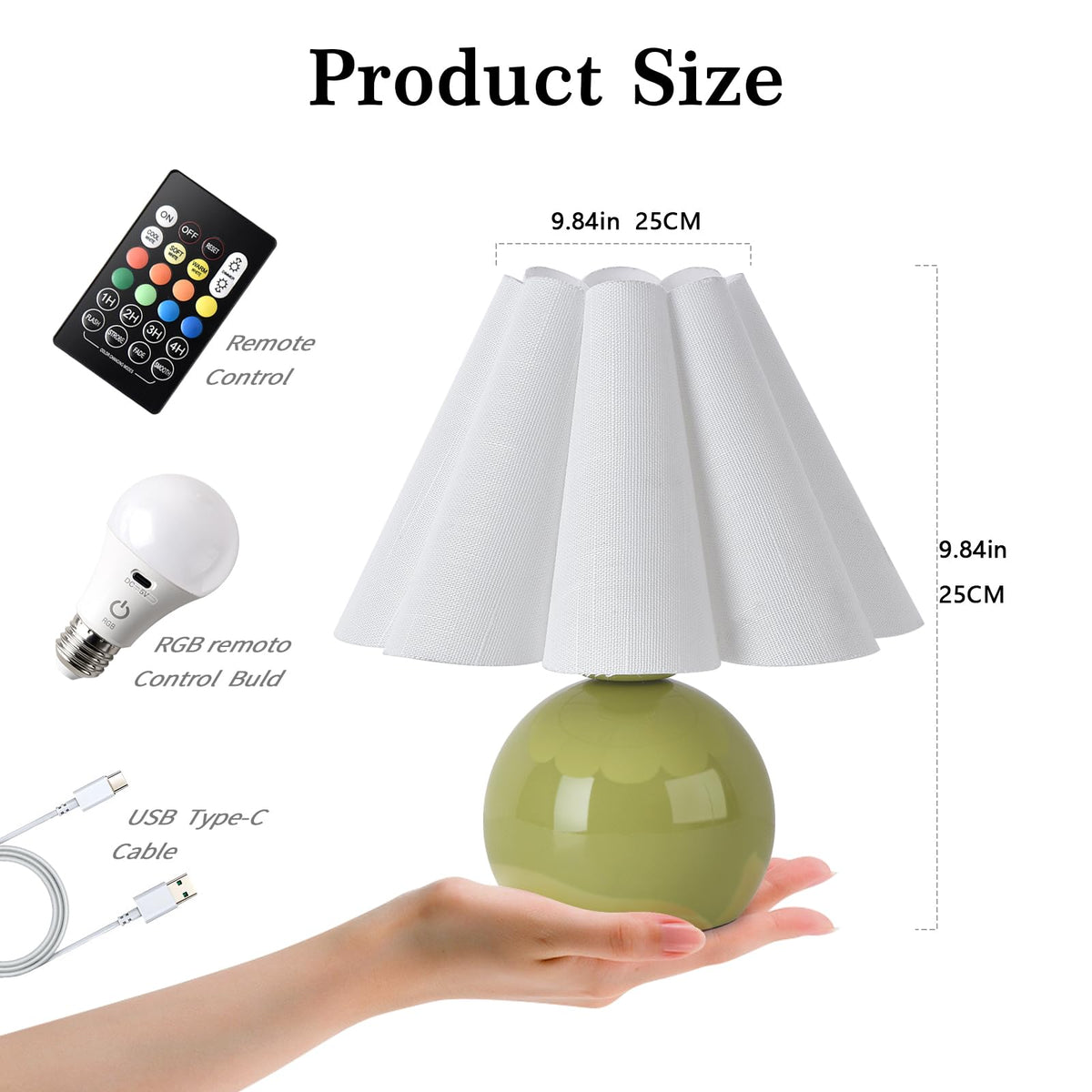 Rechargeable Cordless Green Small Table Lamp (Green / Cordless)
