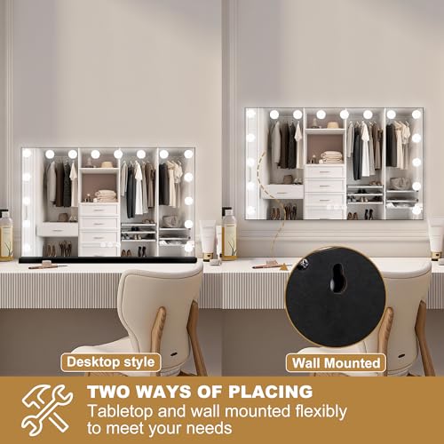 Vanity Mirror with Lights (Black / 26"L x 20"W)