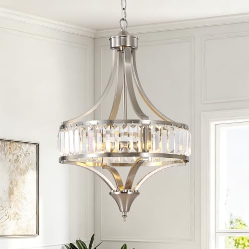 16" Brushed Nickel Crystal Chandelier 4 (4-Light Chandelier / Brushed Nickel)