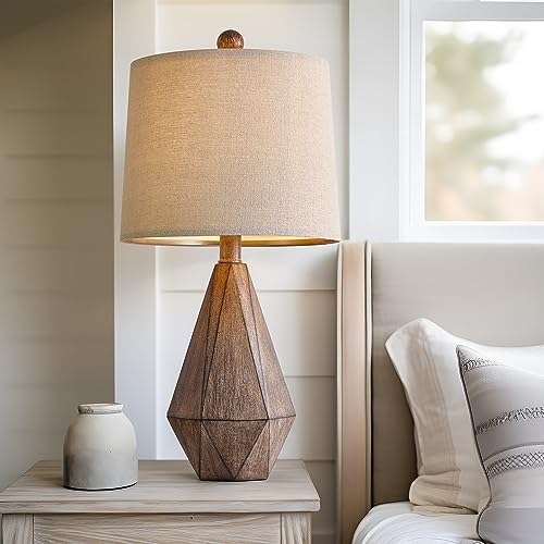 20.25" Retro Farmhouse Table Lamp Set of 2 (Small - Dark Wood Resin)