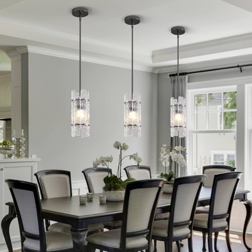 Modern Pearl Black Crystal Pendant Light for Kitchen Island (Pearl Black / 1-Pack(Round))