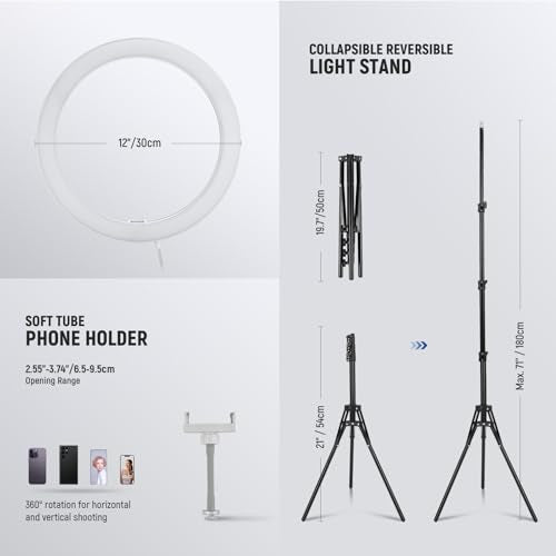 18 inch Ring Light with Tripod Stand and Phone Holder
