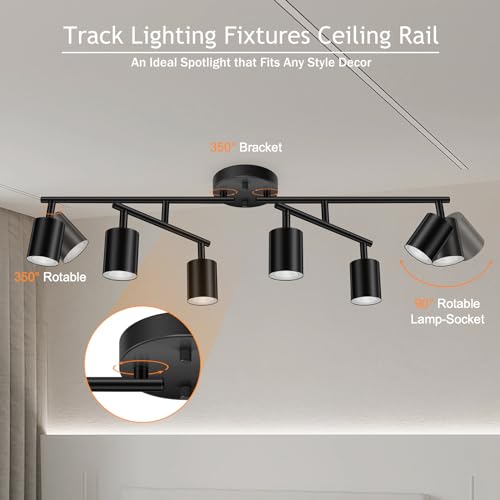 6 Light Track Lighting Kit (Rotatable-6 Light-black)