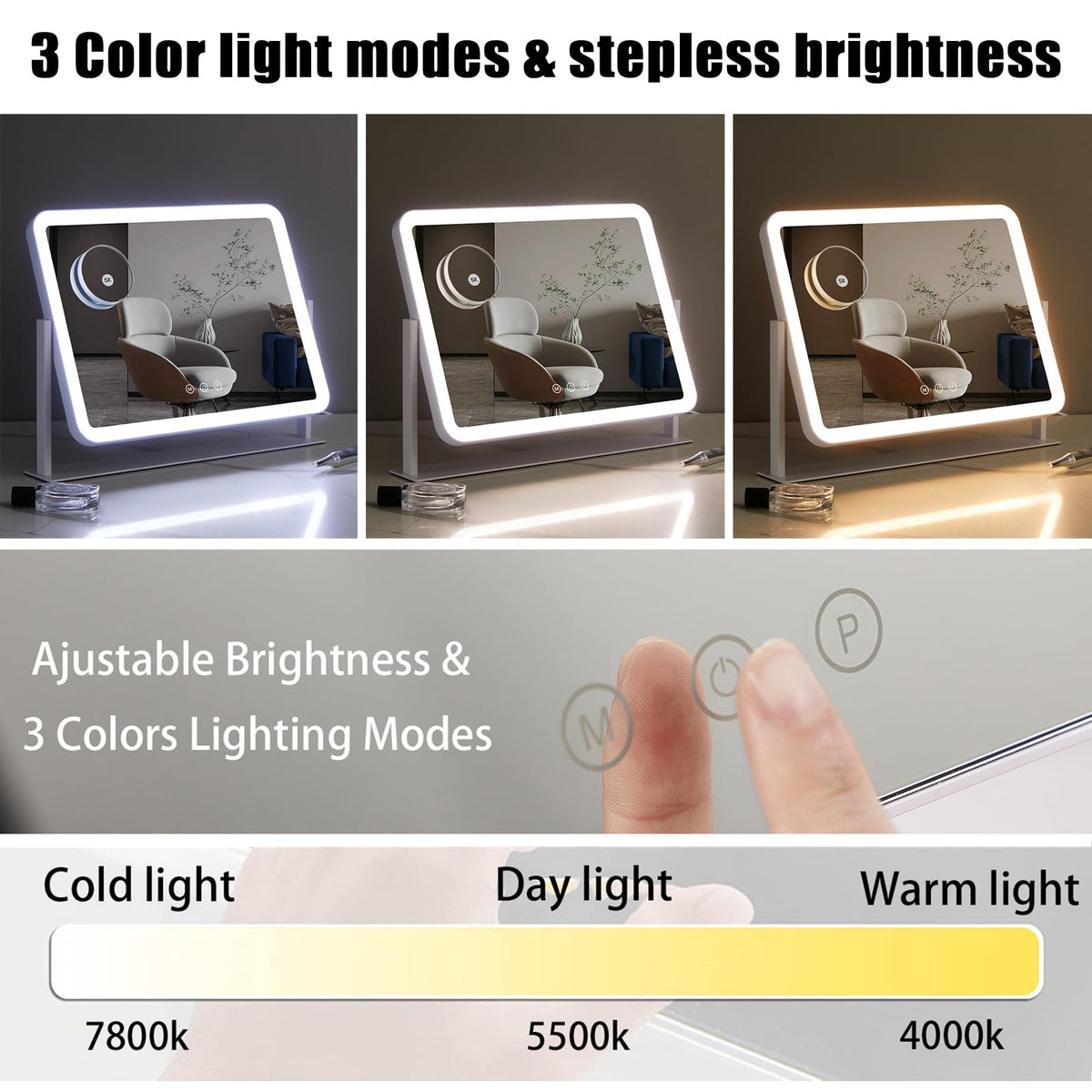 Vanity Mirror with Lights (13.5"L x 17.4"W)