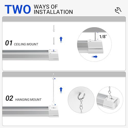 BS84 LED Shop Lights 4FT for Workshop (6500K / White-84W-4 Packs)