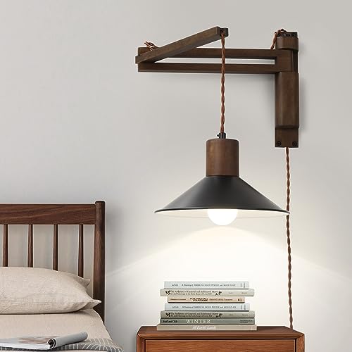 Plug in Wall Lamp (Black Wood)