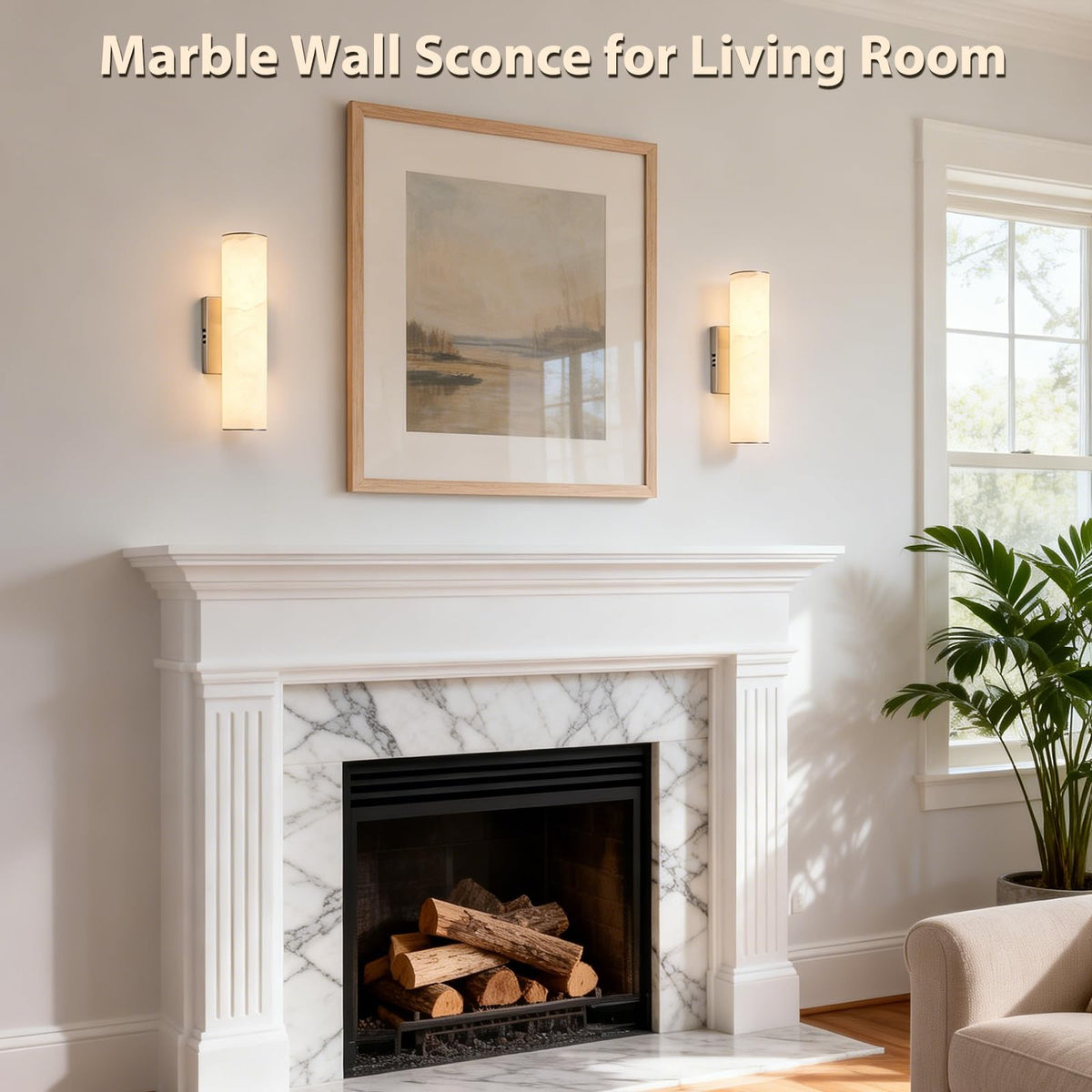 14.2in Alabaster Wall Sconces (Nickel-14.2in-1 Pack)