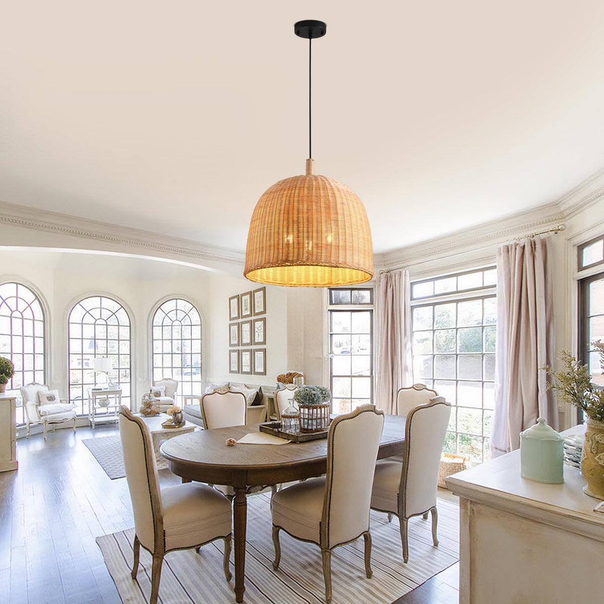17.7" Rattan Pendant Light (Natural Rattan / 17.7" 3-Light)