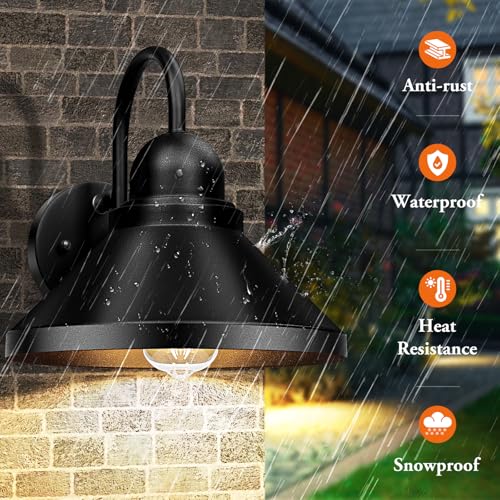Gooseneck Outdoor Wall Sconces (Black / 10.12IN)