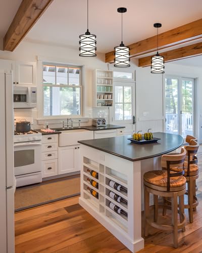 Black Modern Pendant Light for Kitchen Island Over Sink (Black Frosted Glass / 1 Light)