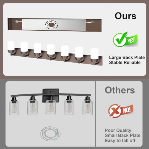 Bathroom Light Fixtures (ORB-White Shade / 7-Light)