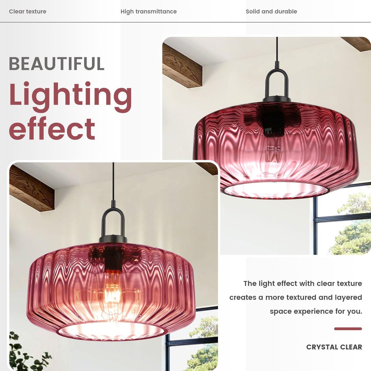 Hand Blown Glass Pendant Light fixture Purple 13.78" Ceiling Light (13.7″Purple)