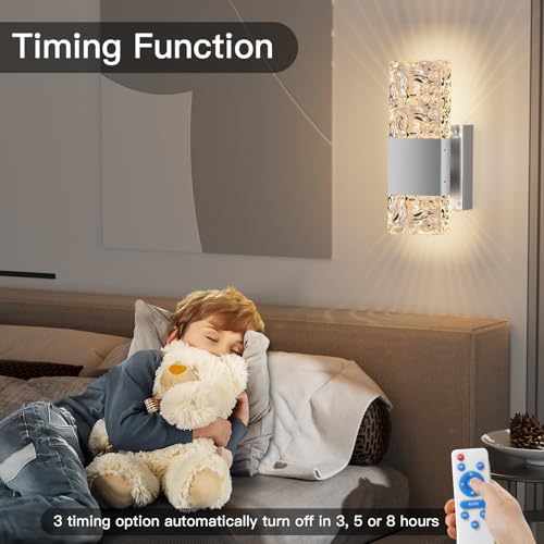 Battery Operated Wall Sconce (Crystal Silver 9.3In)