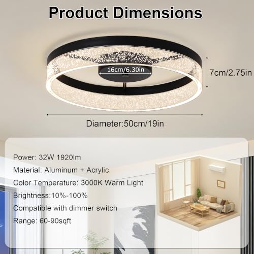 Ceiling Light Fixture (19in Black)