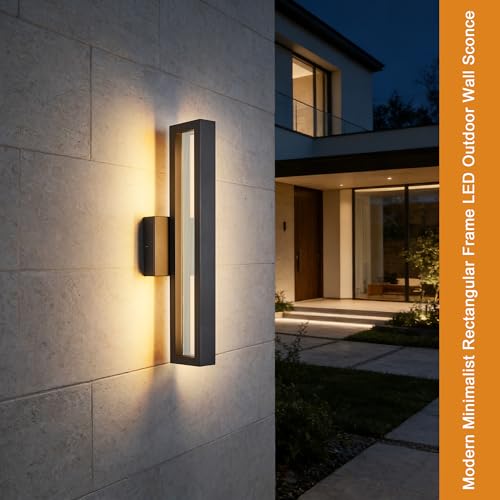 Modern Minimalis Outdoor LED Wall Sconce (18"H 18W Textured Black)