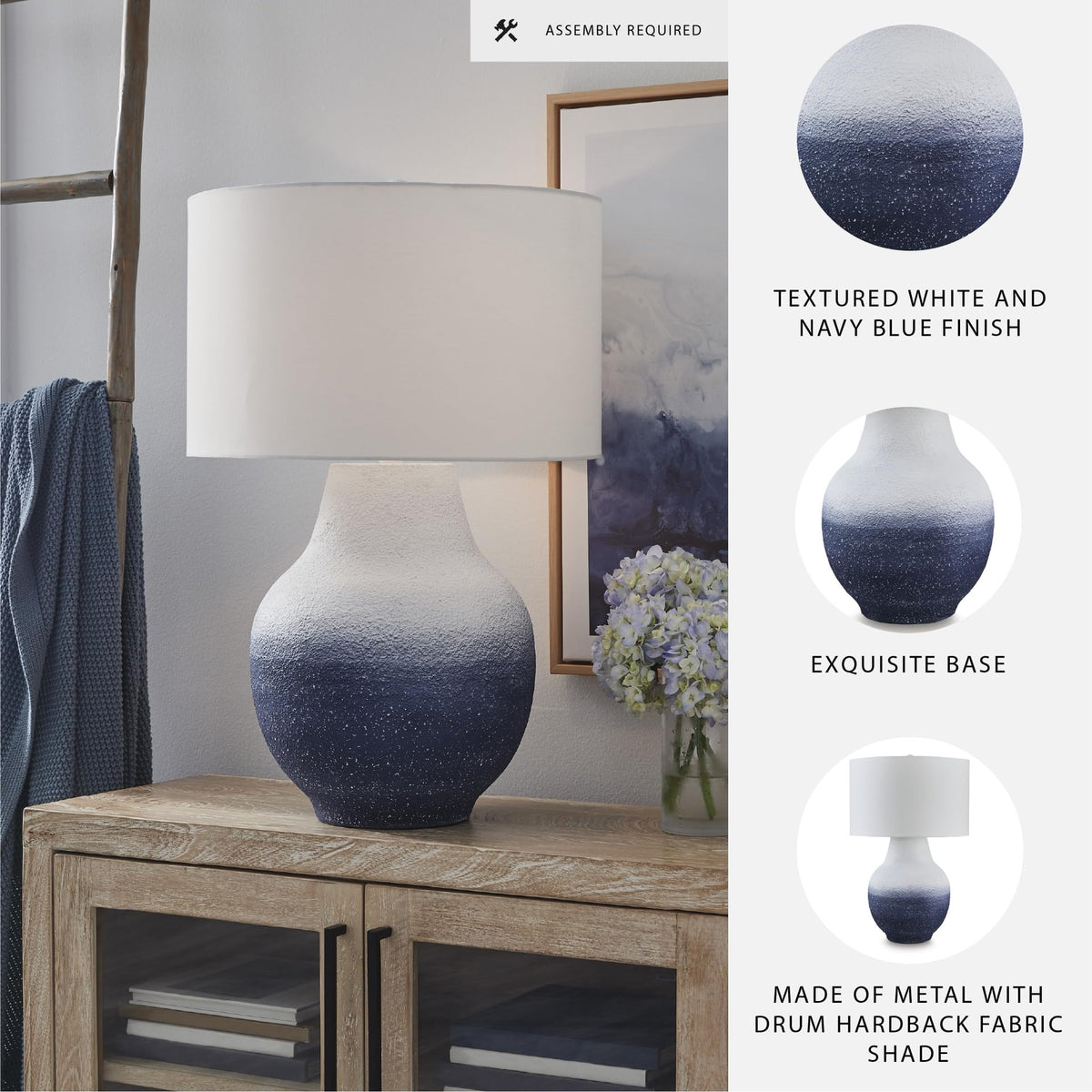 Dashland Coastal Table Lamp (White/Navy / Table Lamp)