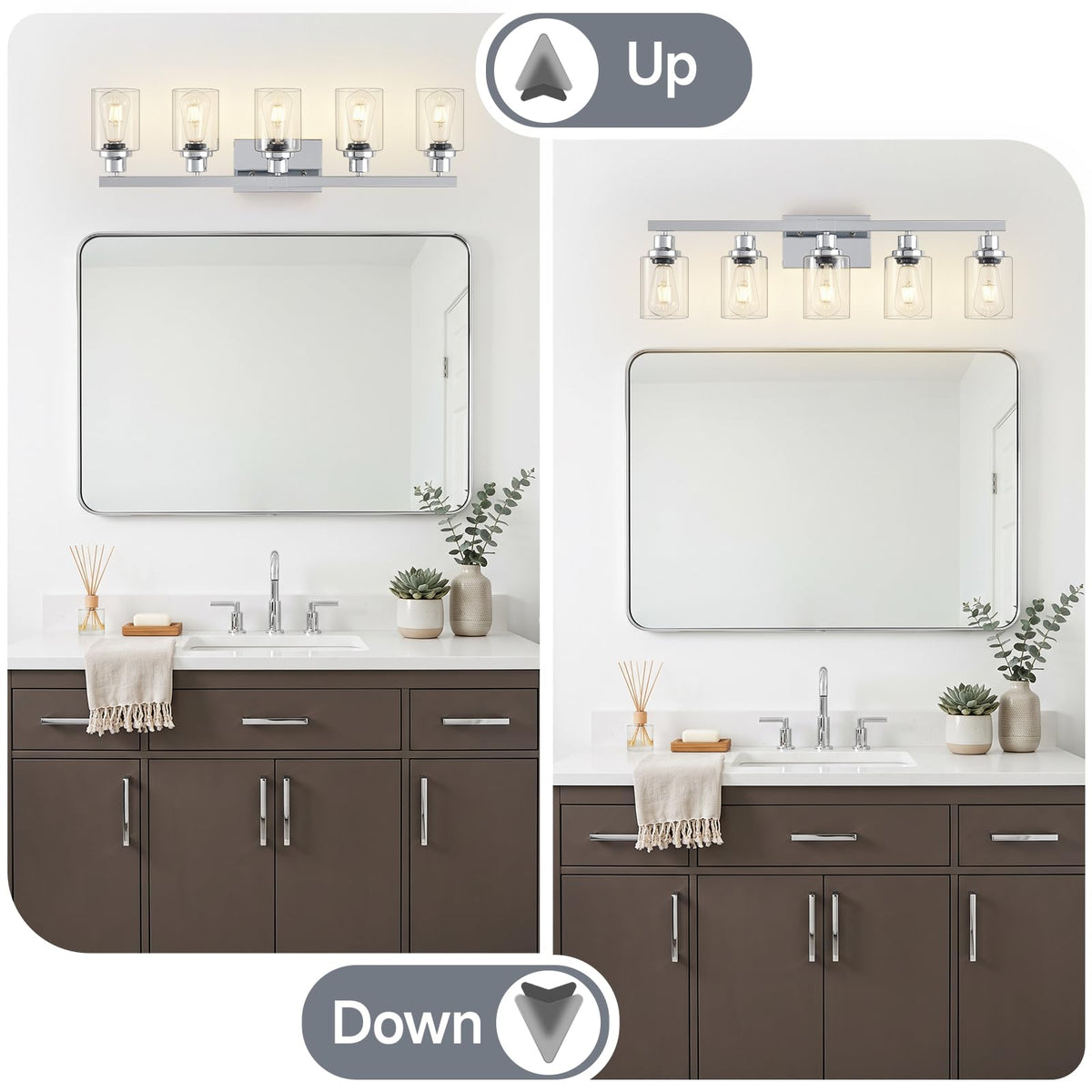 DIKADIA 5 Light Chrome Bathroom Vanity Light Over Mirror 30" Bathroom Light (Chrome / 5-light)