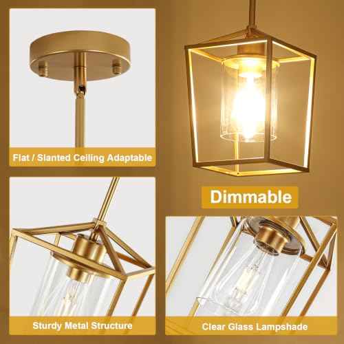 3 Pack Gold Pendant Lights (Gold-3 Pack)