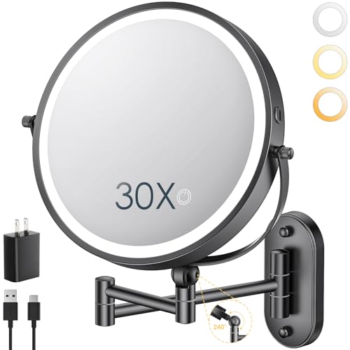 9" Wall Mounted Lighted Makeup Mirror