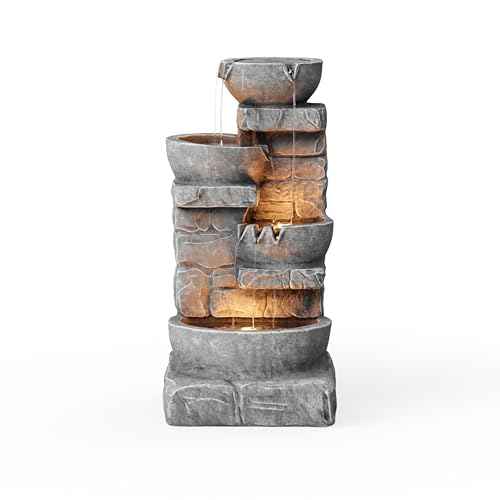 33" Outdoor Water Fountain with LED Lights (33")