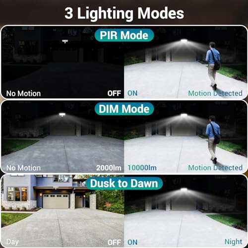 100W LED Security Lights Motion Sensor Outdoor D2D Floodlight Bright Remote (2-Pack)