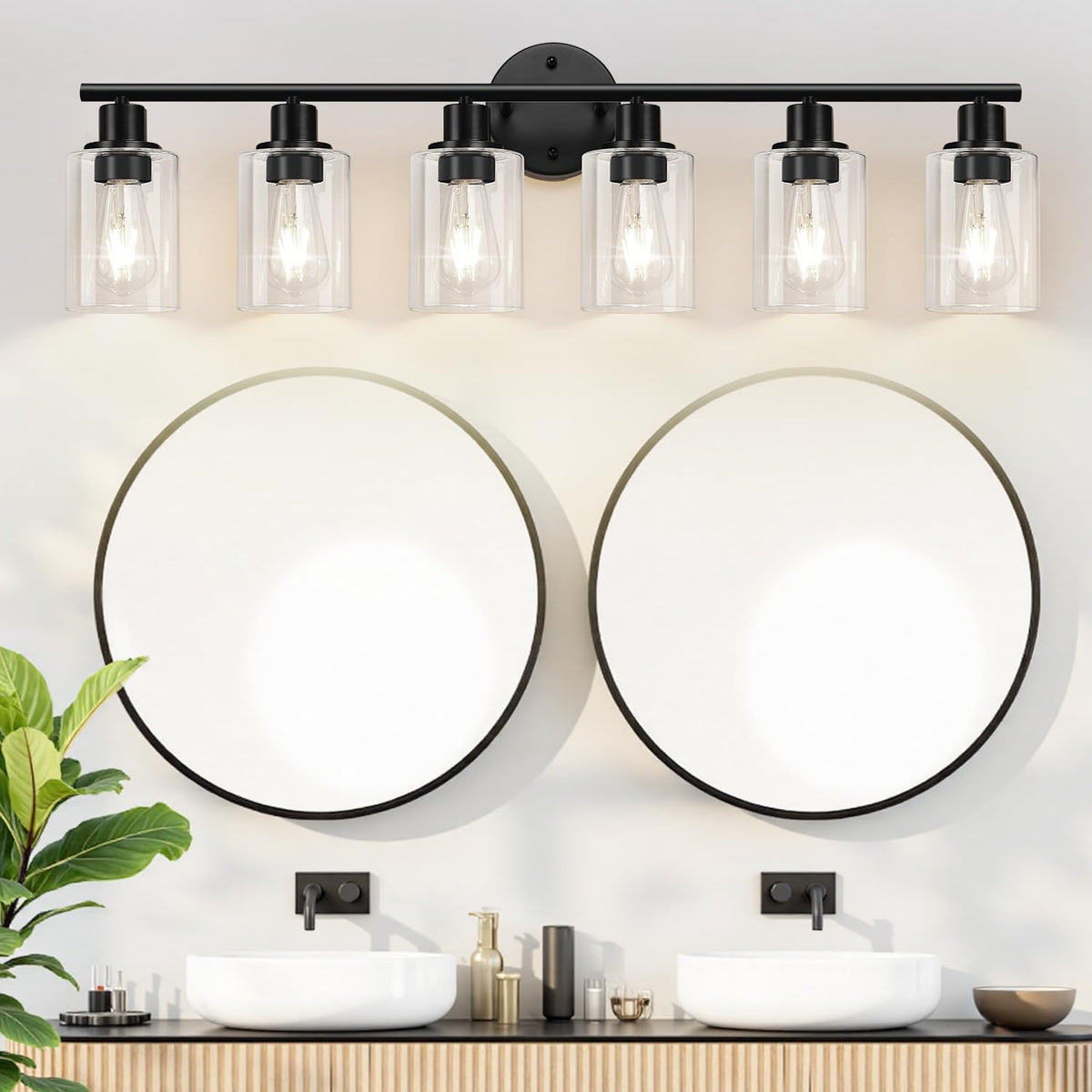 6 Light Bathroom Light Fixtures (Matte Black / 6-light)