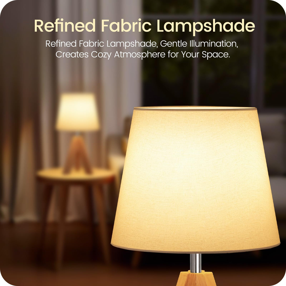 Small Tripod Table Lamp (White+Natural Wood)