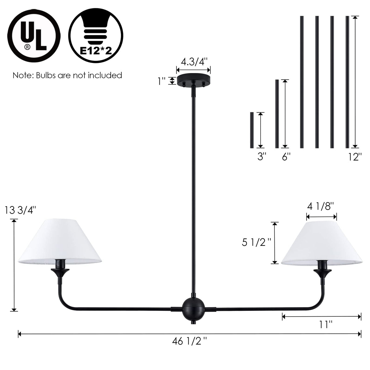 Modern Linear Chandelier (Black)