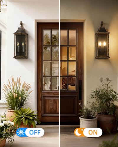 22" Large Outdoor Wall Lights Modern Wall Lantern (Black Brushed Gold / 22 Inch)