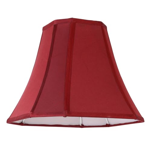 2 Pcs Wine Red Square Cute Lamp Shades Octagonal Faux Silk Lampshade Replacement Medium Lampshade 6.5×13×10.6IN (13IN 2 PACK / Red)