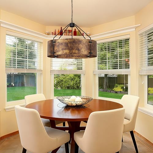 Farmhouse Drum Chandelier (Rustic Bronze & 30in)