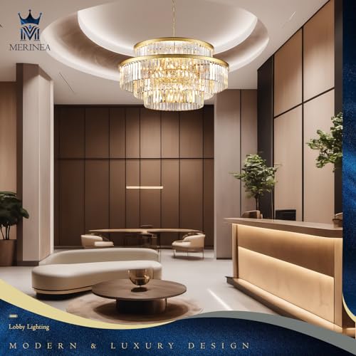 Gold Crystal Chandeliers 20 Lights 31" Luxury Round Chandelier (Gold / Large-31”)