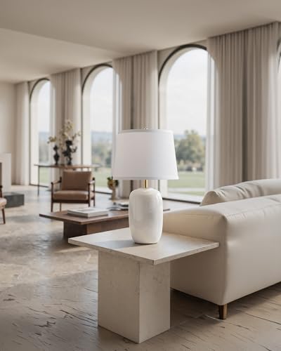 22 Inch White Ceramic Table Lamps Set of 2 (H22" White Ceramic + White Shade (2 Pack) / H22 × ∅12.2 inch)