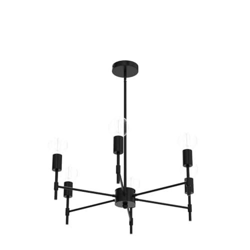 6 Ceiling Light Black Sputnik Chandelier Metal Modern Semi Flush Mount Fixture Pendant Lights Industrial Farmhouse for Bedroom Kitchen Dining Room Living Room Laundry Room E26 Base (Black5)