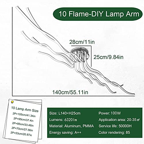 10 Light Dimmable LED Flush Mount Ceiling Light (Black,10‑Lt)