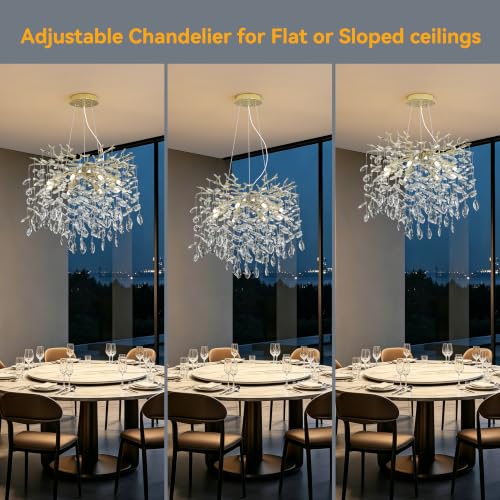 Modern Crystal Tree Branches Chandelier (Gold / Round 18")