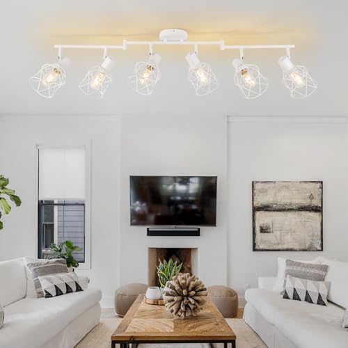 Track Lighting Fixtures (White / 6-Light-Cage)