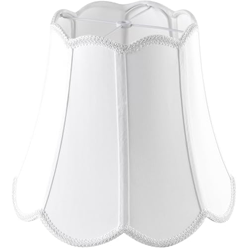 White Scalloped Lamp Shade Medium (White-fabric / 8"×13"×11" (Spider)-1 pc)