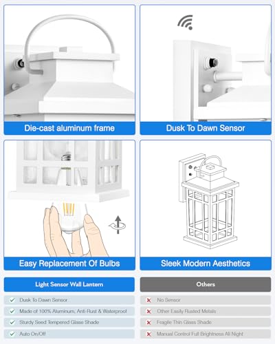 White Dusk to Dawn Outdoor Lighting 2 (White / Dusk to Dawn Sensor-2 Pack)