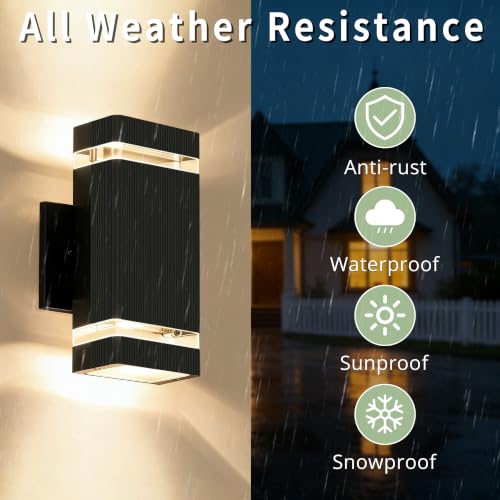 Dusk to Dawn Square Outdoor Wall Lights (1 Pack-Black / Dusk to Dawn)