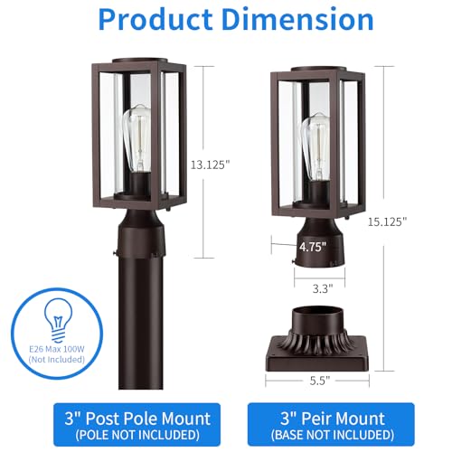 Outdoor Post Lights Lamp Post Light Fixture 2 Pack