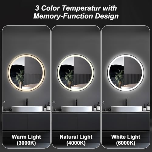 30 Inch LED Bathroom Mirror (Round-white Led / 30"L x 30"W)