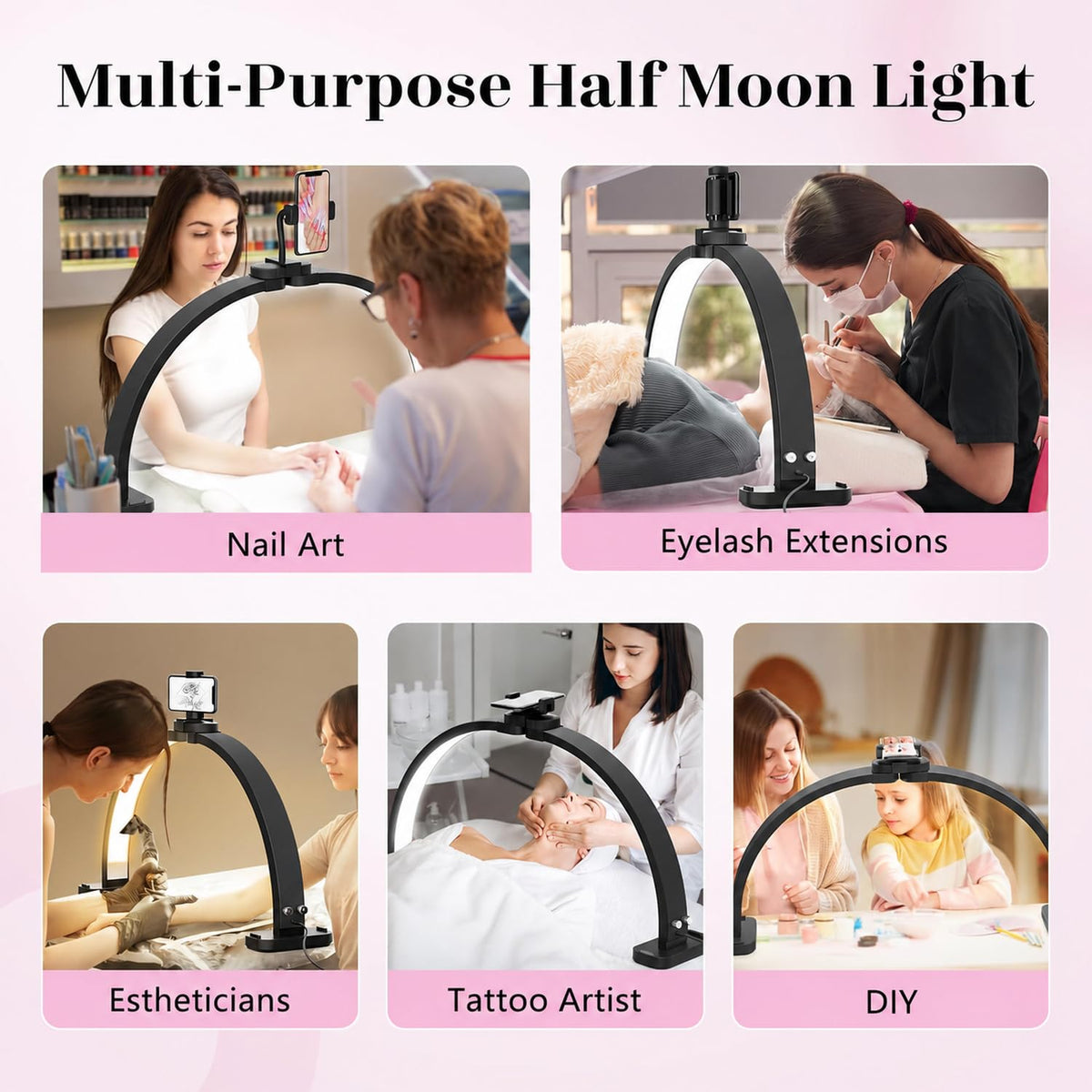 Half Moon Light for Nail Desk (Black no Diamond)