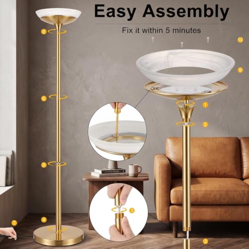 Torchiere Floor Lamp (Brass Gold Floor Lamp)