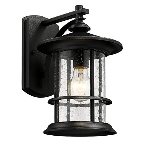 12.5" Modern Farmhouse Textured Black Outdoor Wall Light Fixture (Black / 1 Pack H12.5")
