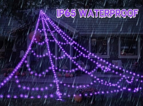 Spider Web Lights for Halloween Decorations Outdoor