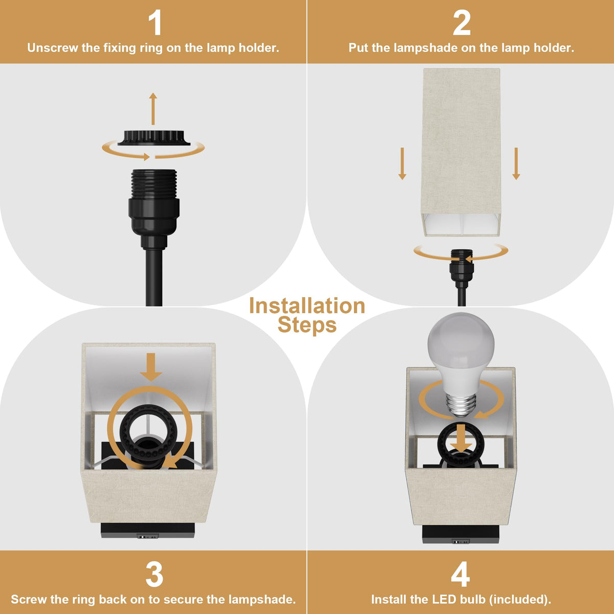 Bedside Table Lamp for Bedroom with 2 USB Ports (Upgraded Beige / 1-Pack)